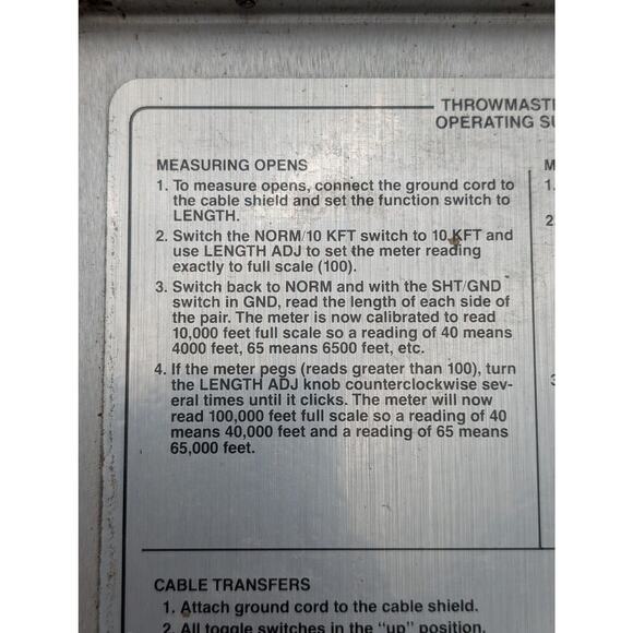 Vintage Industrial Technology Throwmaster 102A Telephone Cable Tester w Leads - Picture 10 of 16